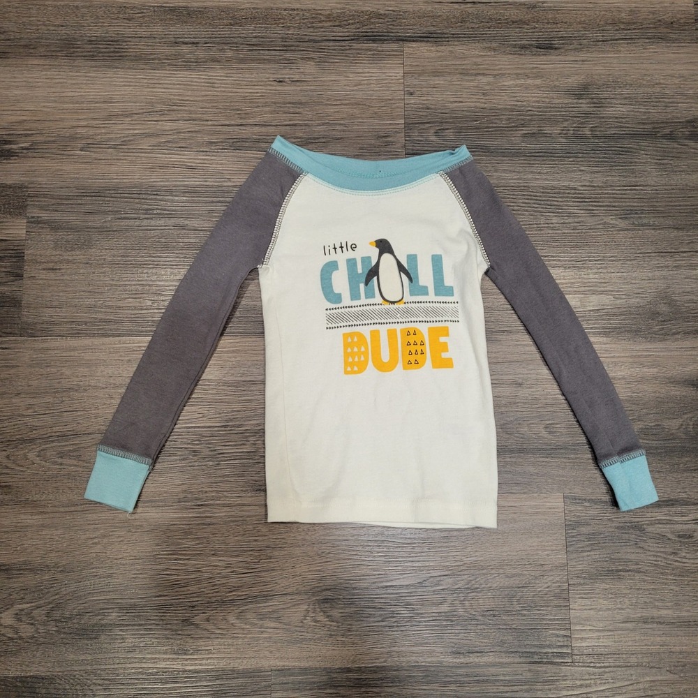 Little Chill Dude Penguin Graphic Tee‎ Long Sleeve Top Shirt Kids Size 24m